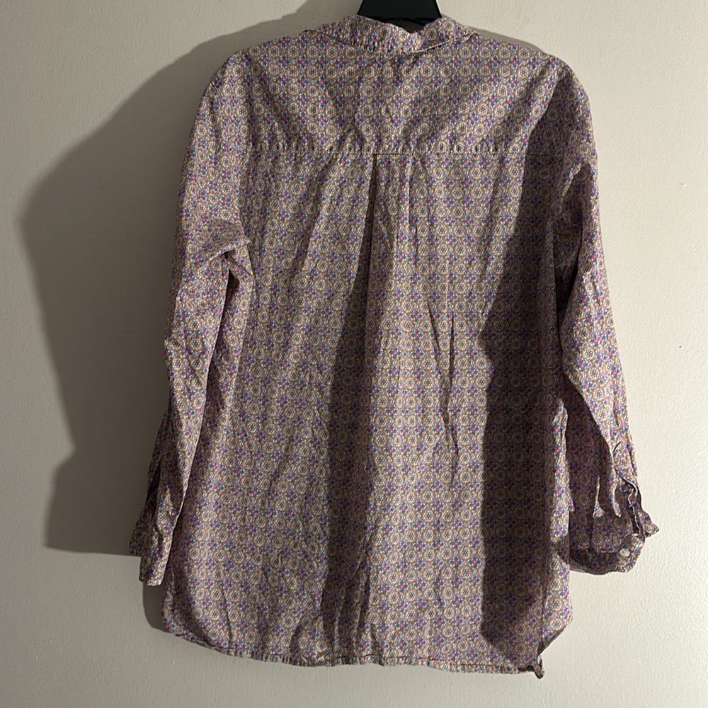 Frank & Eileen Joedy Liberty Woven Button Up Top in Purple Pink Floral Medium - Picture 6 of 6
